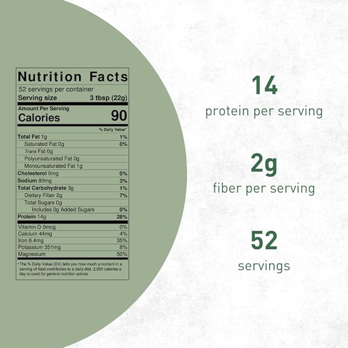 Organic Hemp Protein Powder Chocolate 40oz Value Size | Vegan Plant-Based Protein 14g Protein 70%+ Concentrate No Added Sugar Keto Friendly Clean and Natural