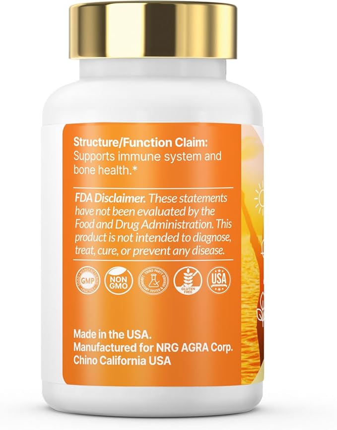 Vitamin Non-GMO Formula 125 mcg Vitamin D3 &amp 100 mcg K2 (MK-7) Supplement Easy to Swallow D &amp K Complex 60 Capsules