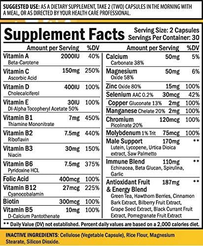 Women's Multivitamin Supplement + Men's Multivitamin Supplement. Vitamins A C D E &amp Vitamin B Complex.Immune &amp Female Support.Improves Cardiovascular &amp Prostate Health. Antioxidant &amp N