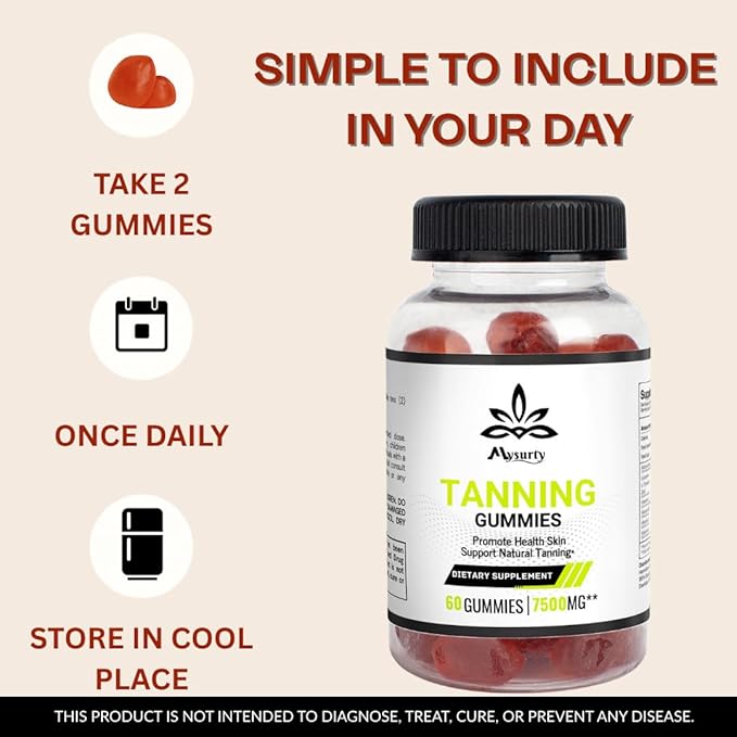 Tanning Gummies |Tanning Supplement for Woman &amp Men 120 Gummies (Pack of 2)