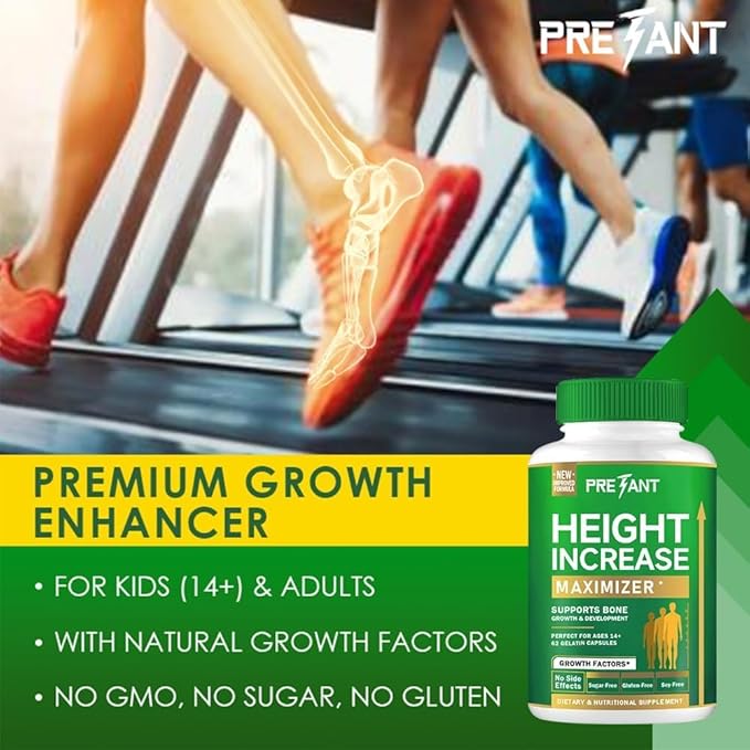 PRETANT-Growth Capsules to Grow Taller - Height Growth Maximizer with Calcium for Bone Strength Made in USA Natural Get Taller Supplement to Increase Bone Growth Adults Teens &amp KidsFree of Hor
