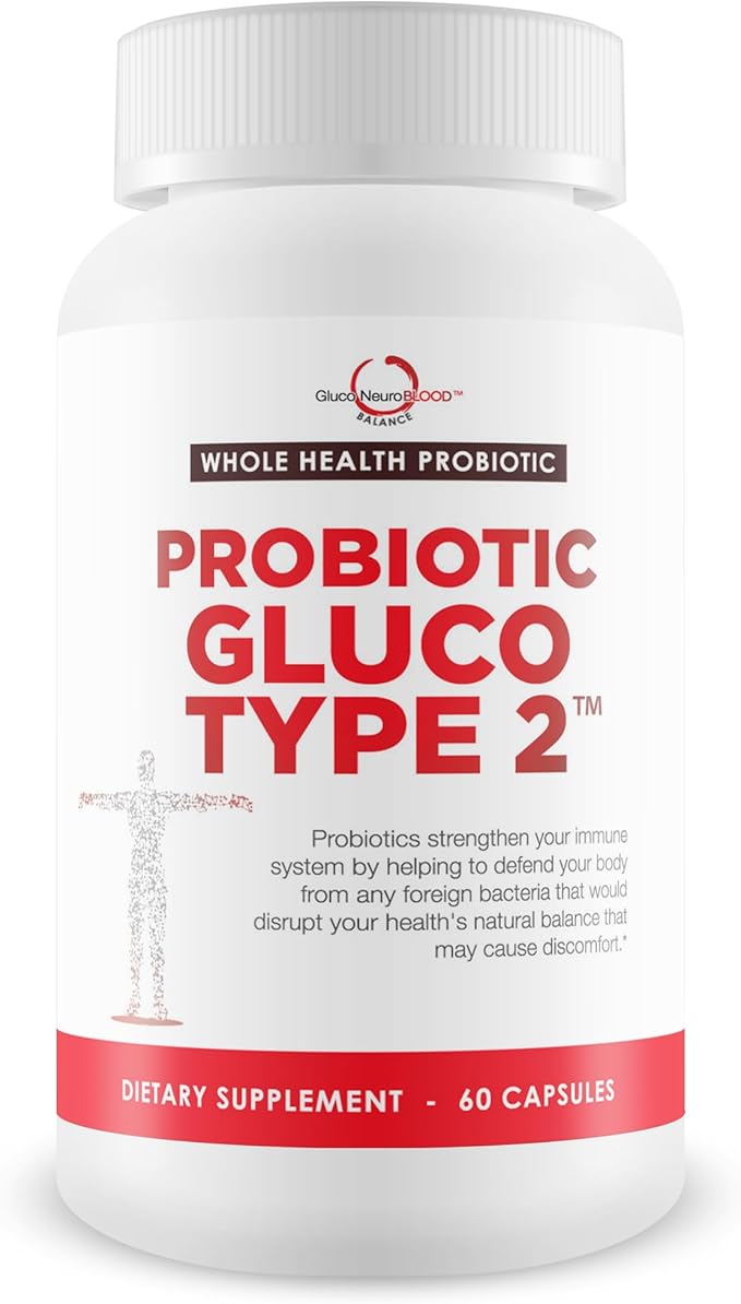 Probiotic Gluco Type 2 - Probiotic for Blood Balance Blood Pressure &amp Immune Support - Probiotic Immune Function for Blood Health - Probiotics for Blood Balance