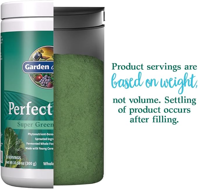 Garden of Life Perfect Food Super Green Formula - 30 Servings 45 Superfoods Greens Fruit and Veggie Juice Superfood Powder Supplement Probiotics Organic Spirulina for Digestion and Immune Health