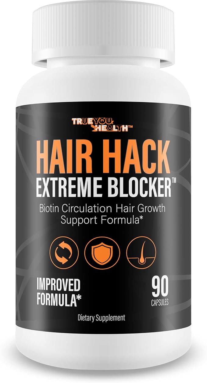 Hair Hack Extreme Blocker - Our Best Hair Growth Supplement - Natural Hair Regrowth Hair Vitamins for Thicker Hair Growth - Vitamin B7 Biotin and Folic Acid - Vitamin D3 Hair Growth Vitamins