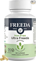 Freeda Maximum Strength Multivitamin – High Potency Daily Supplement for Active Adults (Men &amp Women) – Iron Free – SCD Diet Compatible – 120 Capsules – Ultra-Freeda