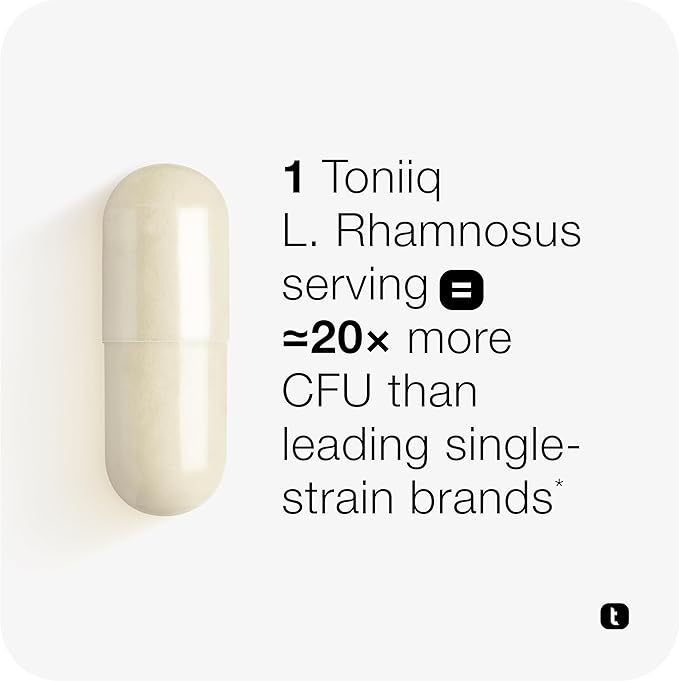 Toniiq Lactobacillus Rhamnosus – Ultra High Strength 100B CFU with Prebiotic FOS – Delayed Release Capsules – Third-Party Lab Tested – 60 Capsules