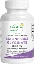 Magnesium Glycinate 2500mg - High Absorption Bisglycinate for Sleep Calm &amp Bone Support - 275mg Elemental per Serving - 90 Vegan Capsules (30 Day Supply) - Non-Laxative.