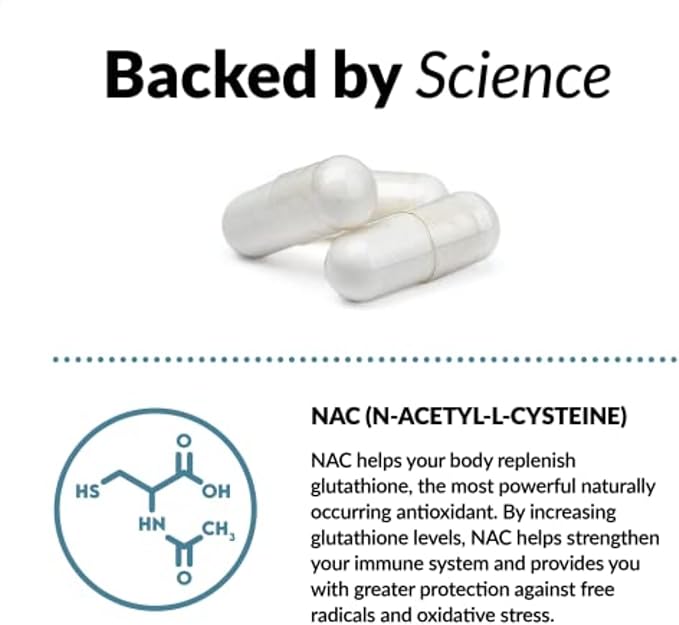 Force Factor NAC 600 mg N-Acetyl Cysteine for Liver Health Immune Support &amp Antioxidant Production Clinically Studied Dose 200 Servings