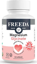 Freeda Magnesium Glycinate | High Absorption Chelated Magnesium | No Oxide | Supports Sleep Muscle &amp Nerve Function | Non-GMO Vegan Kosher | Gentle on Digestion | 90 Capsules
