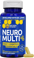 NATURAL STACKS NeuroMulti - Multivitamin for Women &amp Men - Supports Daily Cognition - One Capsule Per Day - CoQ10 200mg for Brain Energy Support - 10 in 1 Brain Health Complex - 30 Capsules