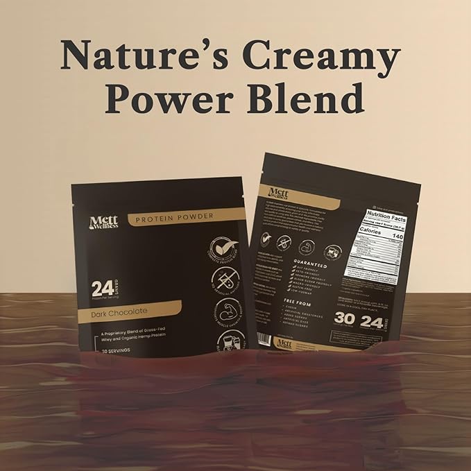 Dark Chocolate Grass-Fed Whey + Hemp Heart Protein Powder with Bovine Collagen | 24g Protein per Serving | Supports Digestion &amp Daily Wellness | 2.4 lbs (30 Servings)