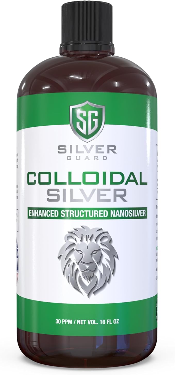 Enhanced Colloidal Silver Liquid Immune Support Supplement—30ppm Pure &amp Natural Structured Silver Water—Organic Colloidal Silver Solution—16 oz Bottle (1 Pack)