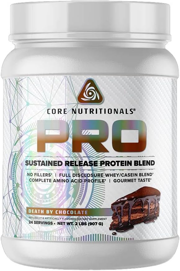 Core Nutritionals Pro Sustained Release Protein Blend Digestive Enzyme Blend 25G Protein 2G Carb 27 Servings (Death by Chocolate)