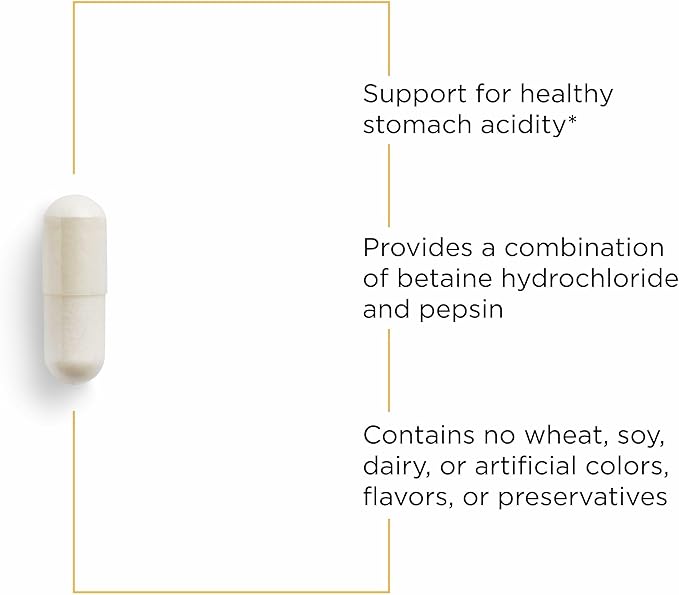 Integrative Therapeutics Betaine HCl - Digestive Support Supplement for Healthy Stomach Acidity* - Supports Gastric Function &amp Protein Digestion* - Dairy-Free - 250 Capsules (125 Servings)