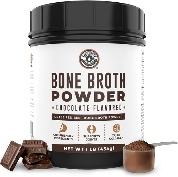 Chocolate Bone Broth Protein Powder - 100% Grass Fed Beef Bone Broth with 16g Protein &amp 13g Collagen per Serving - Great for Shakes &amp Hot Chocolate - Keto Friendly Low Carb &amp Non-GMO (1lb