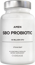 Amen Probiotics Supplement SBO Probiotic and Organic Prebiotics 50 Billion CFUs Shelf Stable No Refrigeration Required Flora Daily Probiotic Formula for Women &amp Men Vegan &amp Non-GMO 60 C