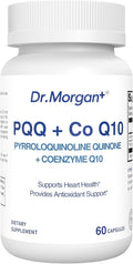 Dr. Morgan PQQ 20mg (Pyrroloquinoline Quinone) &amp CoQ10 100mg - Mitochondrial Energy &amp Cellular Vitality Support - Cognitive Antioxidant Formula - 60 Capsules Non-GMO