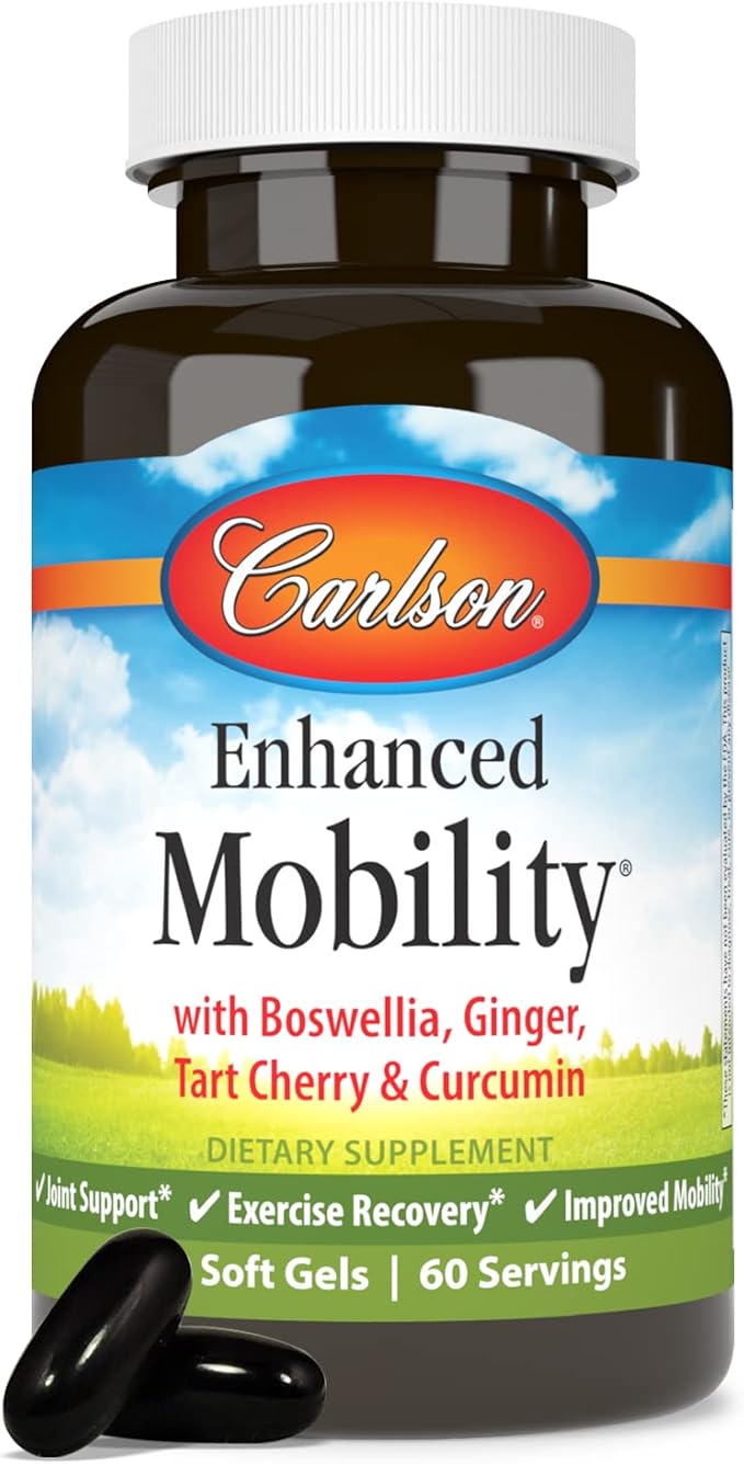 Carlson - Enhanced Mobility Botanical Joint Support Boswellia Tart Cherry Curcumin Ginger 120 Softgels