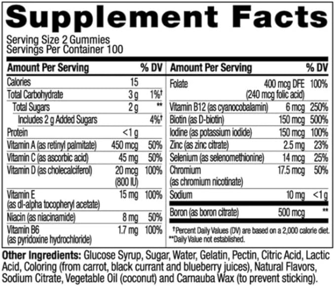 Multivitamin Gummies for Women’s Daily – Complete Blend of Vitamins A C D E B-Complex Folic Acid &amp Biotin – Berry Flavor – 200 Gummies