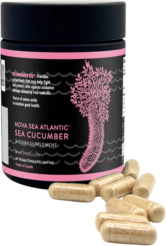 Wild Sea Cucumber Supplement Capsules Antioxidant Healthy Energy Supplement with Fucosylated Chondroitin Sulfate Collagen Glycosides Vitamins Minerals(Pack of 1)