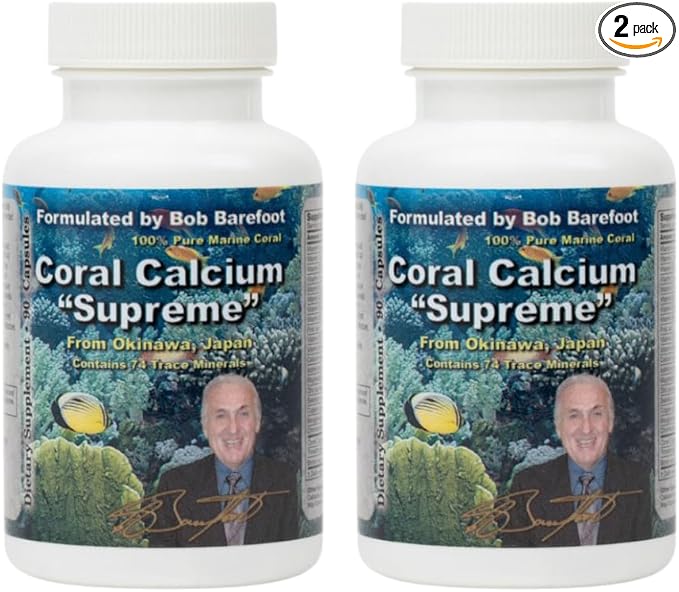 Bobs Best Coral Calcium Supreme I 100% Pure Marine Coral 74 Trace Minerals I 90 Capsules Pack of 2