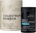Sports Research® Gut Health Pack - Daily Probiotics w/Lacto &amp Bifido Probiotic Strains (60 Billion CFU) and U.S. Sourced Bovine Colostrum Powder w/IgG Antibodies for Gut Health &amp Digestive Sup