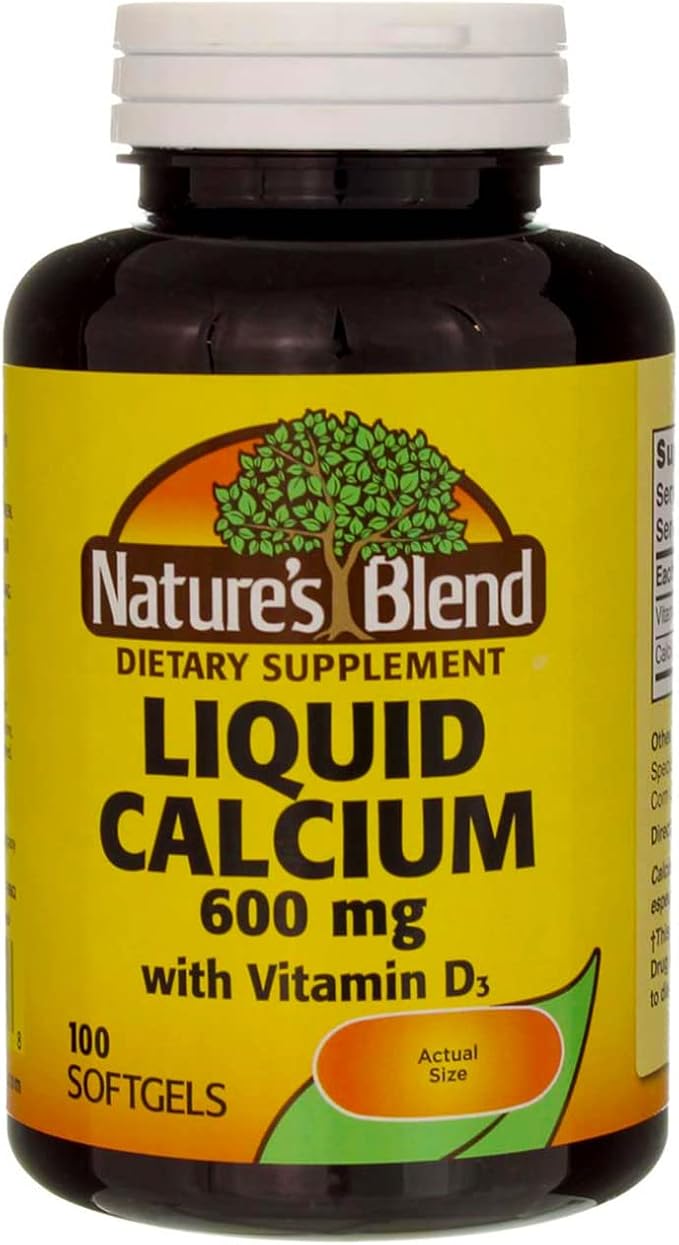 Nature's Blend Liquid Calcium 600 mg with D3 Softgels - 100 ct Pack of 6