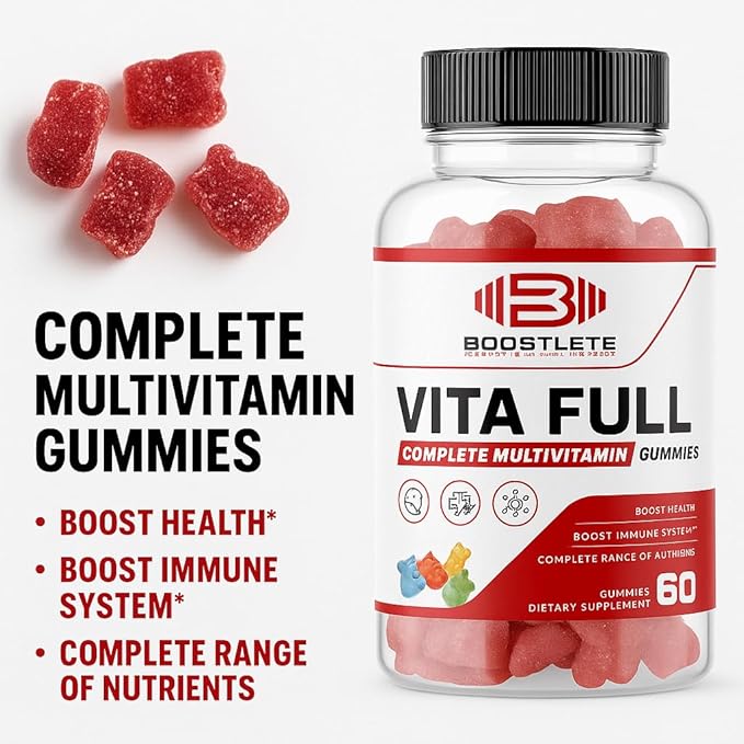Vita Full – Complete Multivitamin Gummies for Adults | Immune Energy &amp Nutrient Support | Strawberry Flavored | 60 Gummies