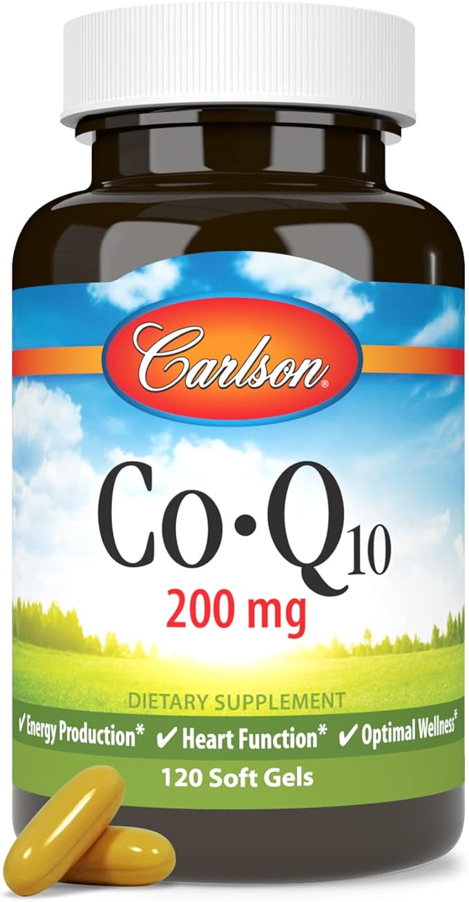 Carlson - Co-Q10 Co-Enzyme Q10 200 mg Energy Production &amp Heart Function 120 Softgels
