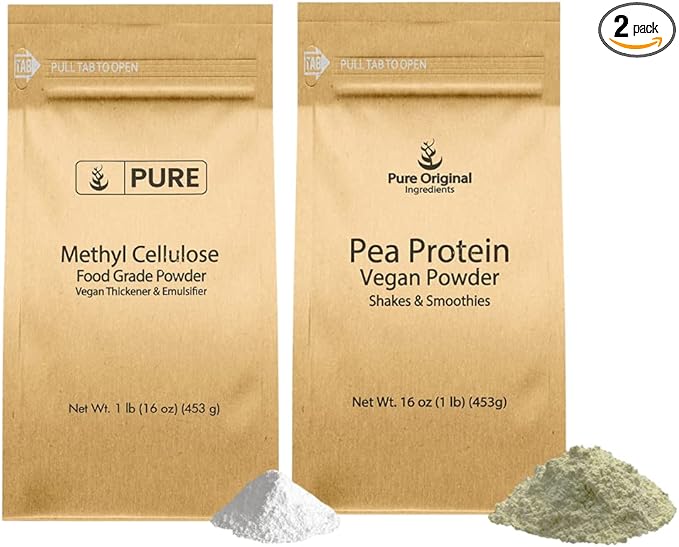 Pure Original Ingredients Pea Protein Powder &amp Methylcellulose Bundle (1lb) Thickeners Food Grade