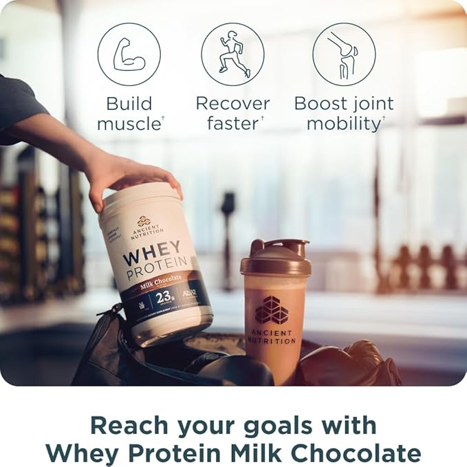 Ancient Nutrition Grass-fed Whey Protein Powder Vanilla Bean 35 Servings + Grass-fed Whey Protein Powder Milk Chocolate 20 Servings