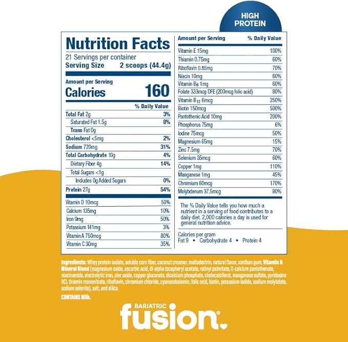 Bariatric Fusion Chicken Soup Meal Replacement 27g Protein Powder 21 Serving Tub for Bariatric Surgery Patients Including Gastric Bypass and Sleeve Gastrectomy - No Gluten Aspartame or Sugar