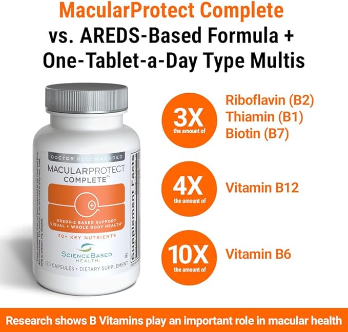 ScienceBased Health MacularProtect Complete – AREDS 2 Eye Health Supplement &amp Daily Multivitamin – 30+ Nutrients with Lutein &amp Zeaxanthin – Supports Vision &amp Whole Body Health – 120 Capsul