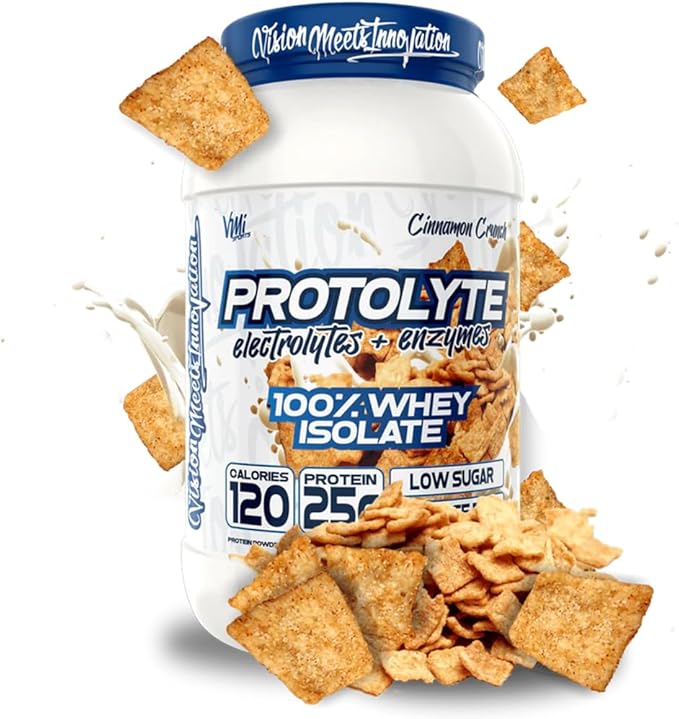 VMI Sports | ProtoLyte Whey Isolate Protein Powder | Low Calorie Whey for Weight Loss and Muscle Gain | Digestive Enzymes | Non-GMO (1.6 lb Cinnamon Crunch)