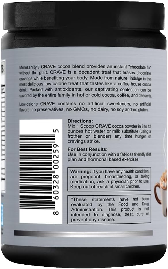 Crave Low Calorie Low Carb Chocolate Powder to Satisfy Cravings Naturally + Delicious Recipe Guide PDF