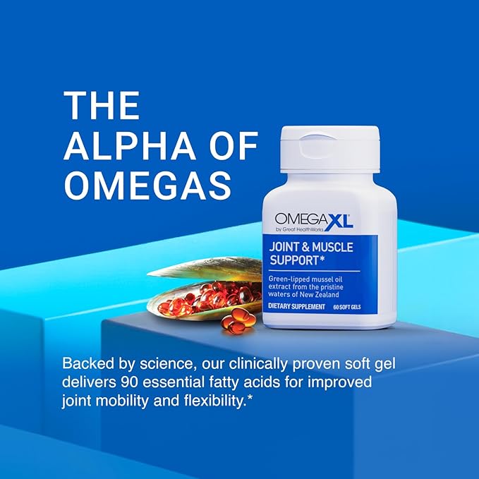 OmegaXL Joint Support Supplement - Natural Muscle Support Green Lipped Mussel Oil Soft Gel Pills Drug-Free 300 Count