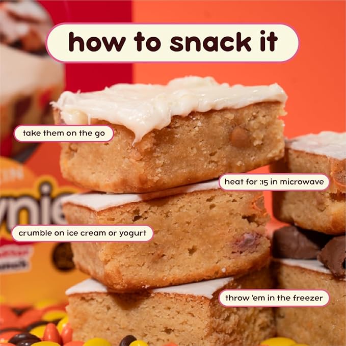 Prime Bites Protein Brownie from Alpha Prime Supplements | High Protein Collagen Fortified Low Sugar Treat | Delicious Snack | 12 Bars per Box (Peanut Butter Candy Crunch)