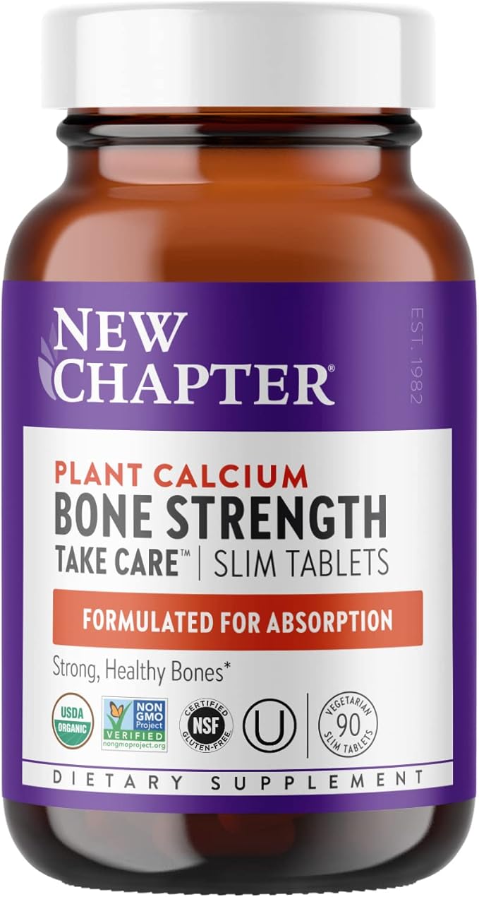 New Chapter Calcium Supplement - Bone Strength Whole Food Calcium with Vitamin K2 + D3 + Magnesium Vegetarian Gluten Free 90 Count (1 month supply)