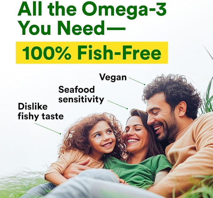 LABO Nutrition Vegan Omega 3 Algae Oil - Plant Based Fish Oil Alternative 750mg Omega-3 500mg DHA &amp 200mg EPA - Non-GMO &amp IAOS Certified - Heart Brain Eye Immune Joint Support 120 Softgels