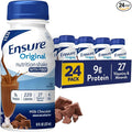 Ensure Original Milk Chocolate Nutrition Shake With Fiber | Small Meal Replacement Shake | Ready to Drink | 9g Protein 27 Vitamins and Minerals | 8 fl oz - 24 Pack