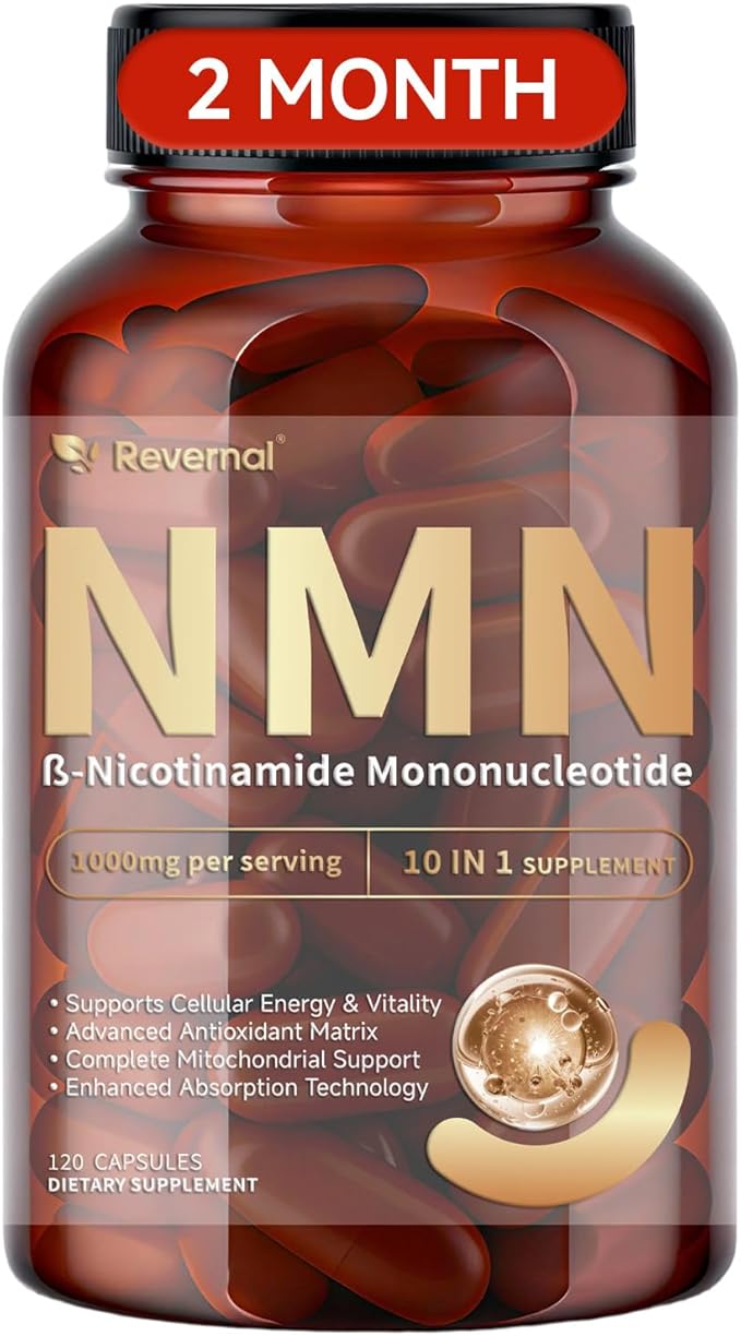 NMN Supplement 1000mg | 10-in-1 with Resveratrol Quercetin CoQ10 &amp Glutathione | Cellular Energy &amp Antioxidant Complex | Enhanced Bioavailability Formula with TMG &amp Black Pepper | 120 Ca
