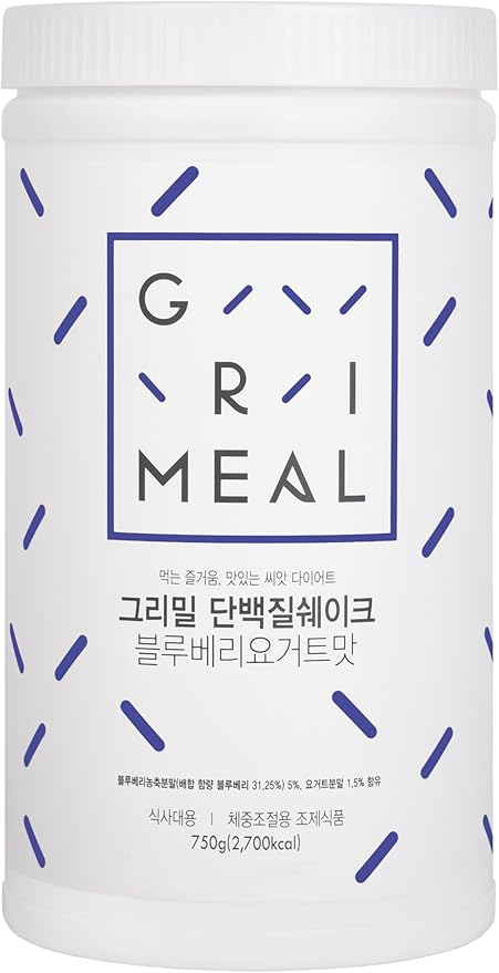 GRIMEAL Meal Replacement Shake ㅣ 12 Flavors for Daily Nutrition ㅣ High Protein Low Sugar Formula ㅣ Plant &amp Whey Protein Blend ㅣ Includes 11 Vitamins &amp Minerals ㅣ Blueberry Yogurt 750g Powder