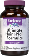 BlueBonnet Nutrition Ultimate Hair and Nail Formula Vitamins Minerals Specialty Nutrients for Beauty Within Gluten-Free Kosher-Certified Dairy-Free Vegan 90 Vegetable Capsules 30 Servings Wh
