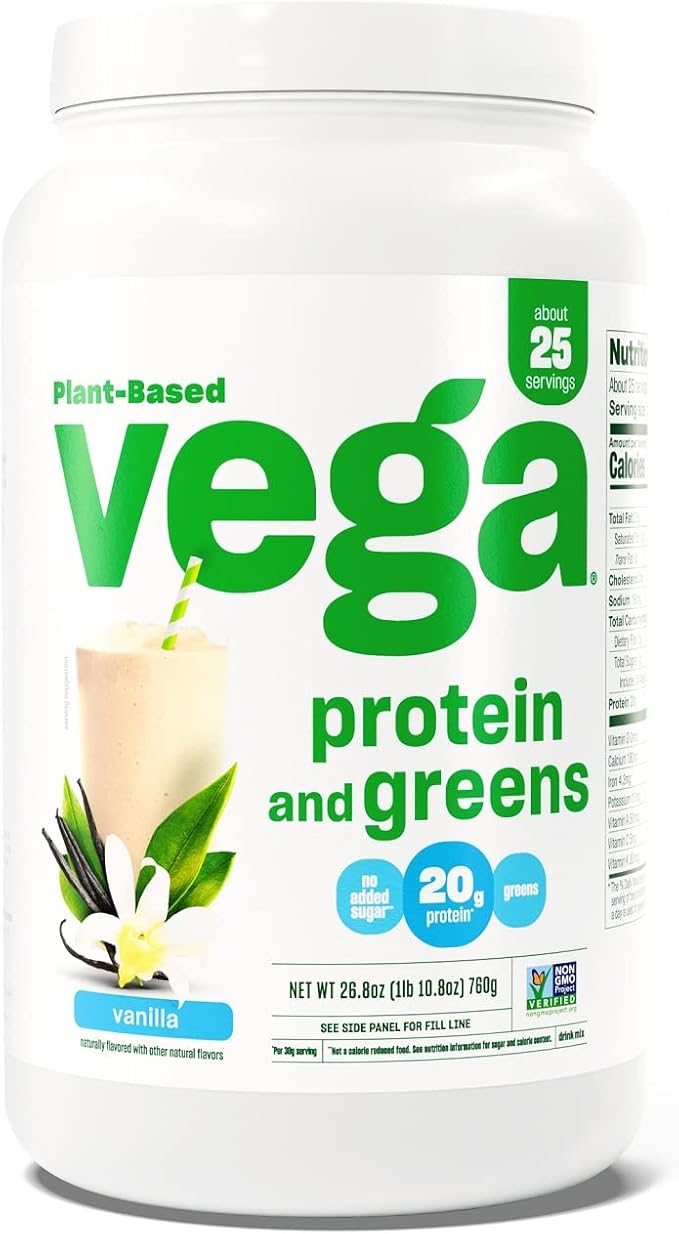Vega Protein and Greens Protein Powder Vanilla - 20g Plant Based Protein Plus Veggies Vegan &amp Protein and Greens Protein Powder Chocolate (19 Servings) - 20g Plant Based Protein Plus