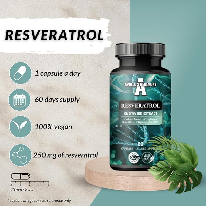 APOLLO'S HEGEMONY Resveratrol High Dose 400 mg - 60 Vegan Capsules - 2 Months Supply - 98% Trans-Resveratrol from Japanese Knotweed Extract - Natural Antioxidant