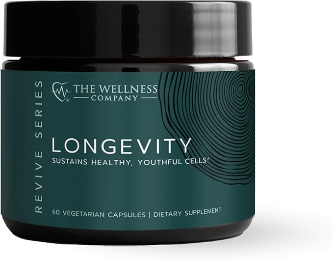 The Wellness Company Longevity – Mitochondria Efficiency DNA Repair Cellular Senescense - NR Lipsomal Glutathione Resveratrol Bifidobacterium 15B CFU | 60ct (1 Month Supply)