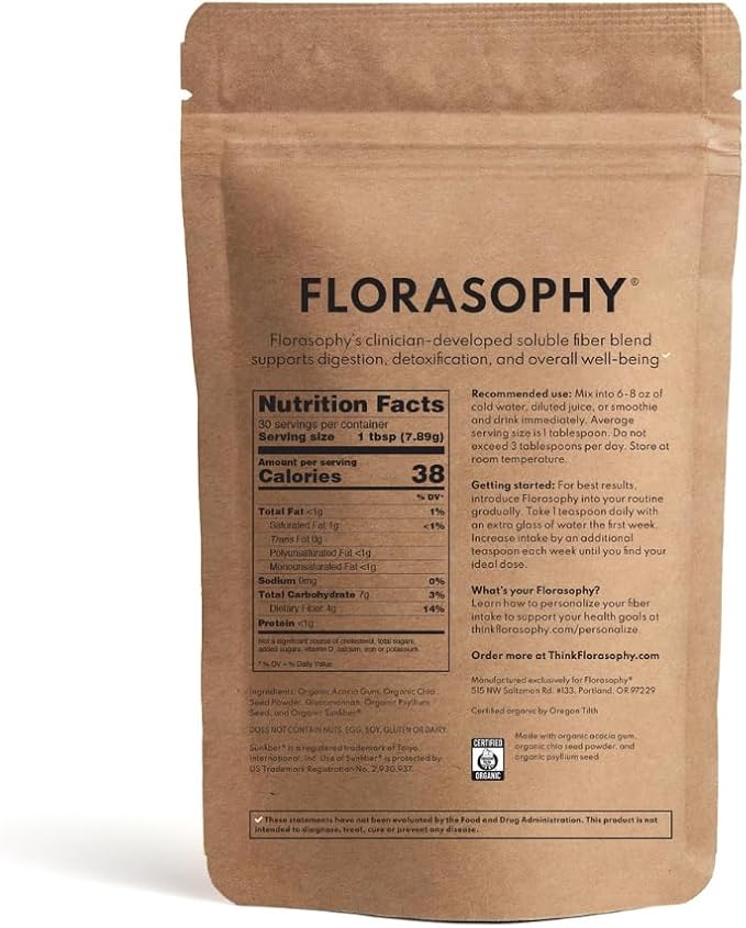 Daily Fix Organic Soluble Fiber Supplement for Digestive Gut Health Gluten Free Vegan Soluble Prebiotic Powder One Month Supply