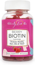 Naturally Love Hue Berry Biotin Gummies – Strawberry Biotin Hair Vitamin Gummies – Supports Longer Stronger Hair Glowing Skin &amp Strong Nails – Natural Cruelty‑Free Hair Growth Supplement