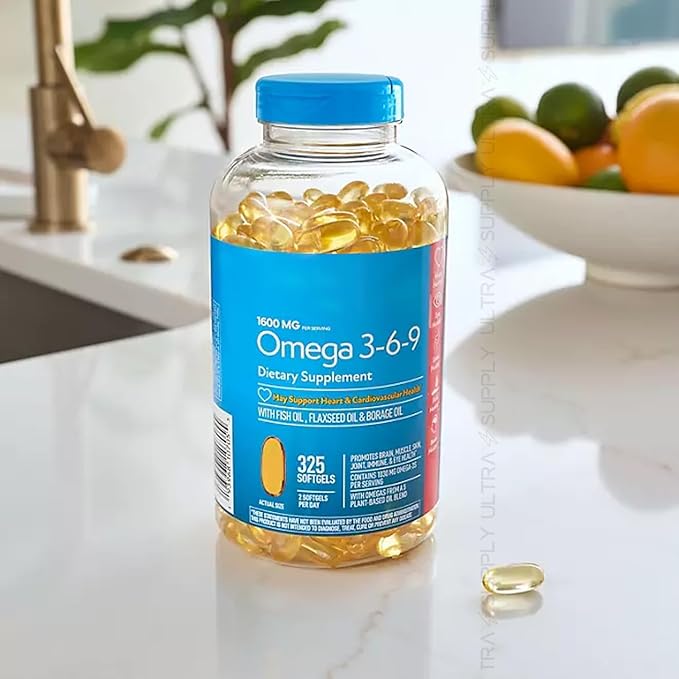 Members Mark Omega 3-6-9 Softgels 1600 mg (300 Count.) – Heart Brain Joint Skin &amp Eye Health Essential Fatty Acids Blend