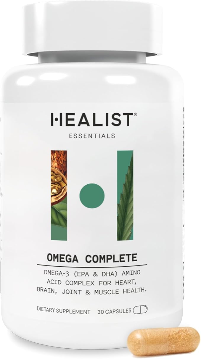 HEALIST Omega 3 - Omega DHA EPA Amino Acid Fish Oil for Heart Brain Eye Cardiovascular Skin Muscles Joint Health &amp Wellness Gluten Free 30 Capsules